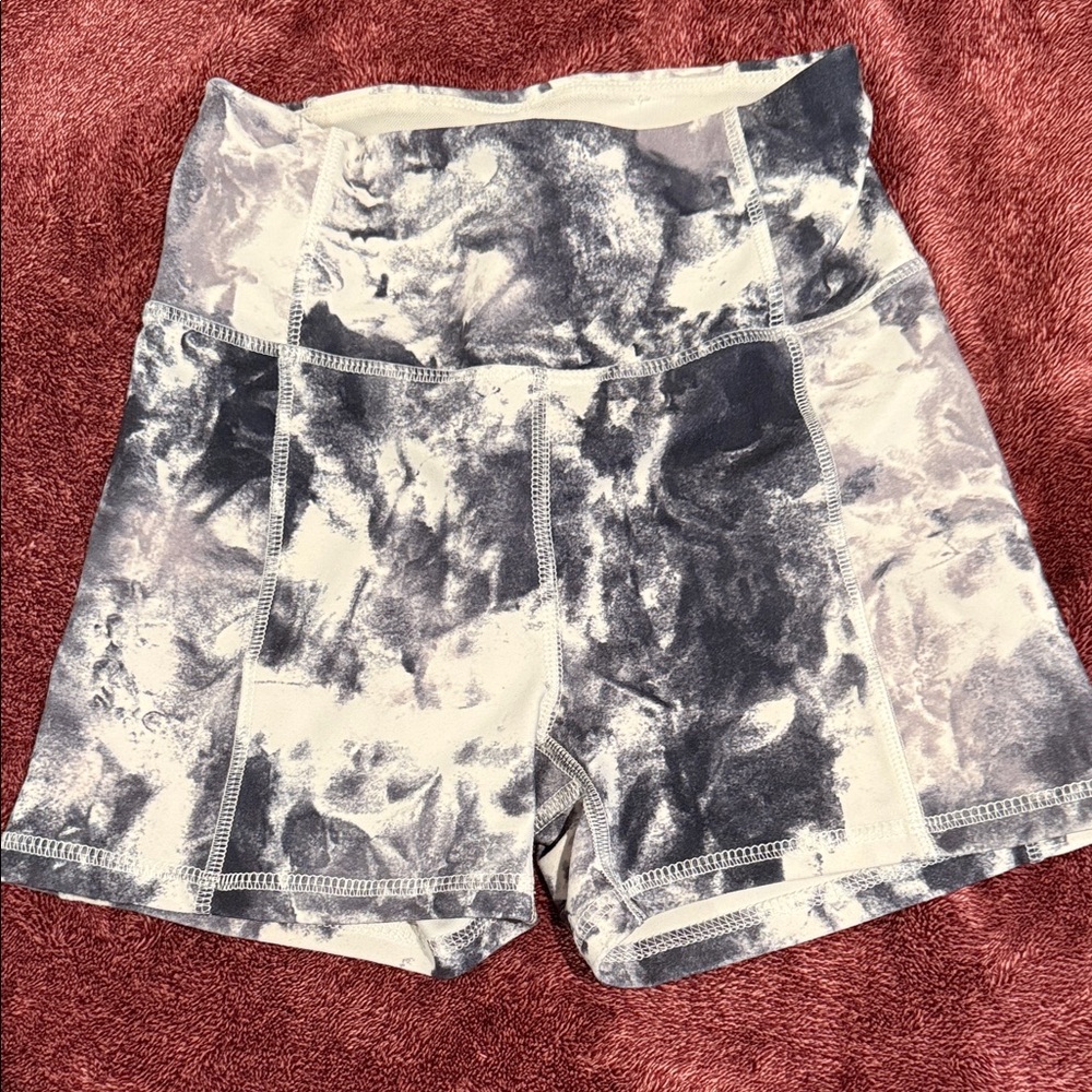 Jessica Simpson Black and White Tie-Dye Bike Shorts